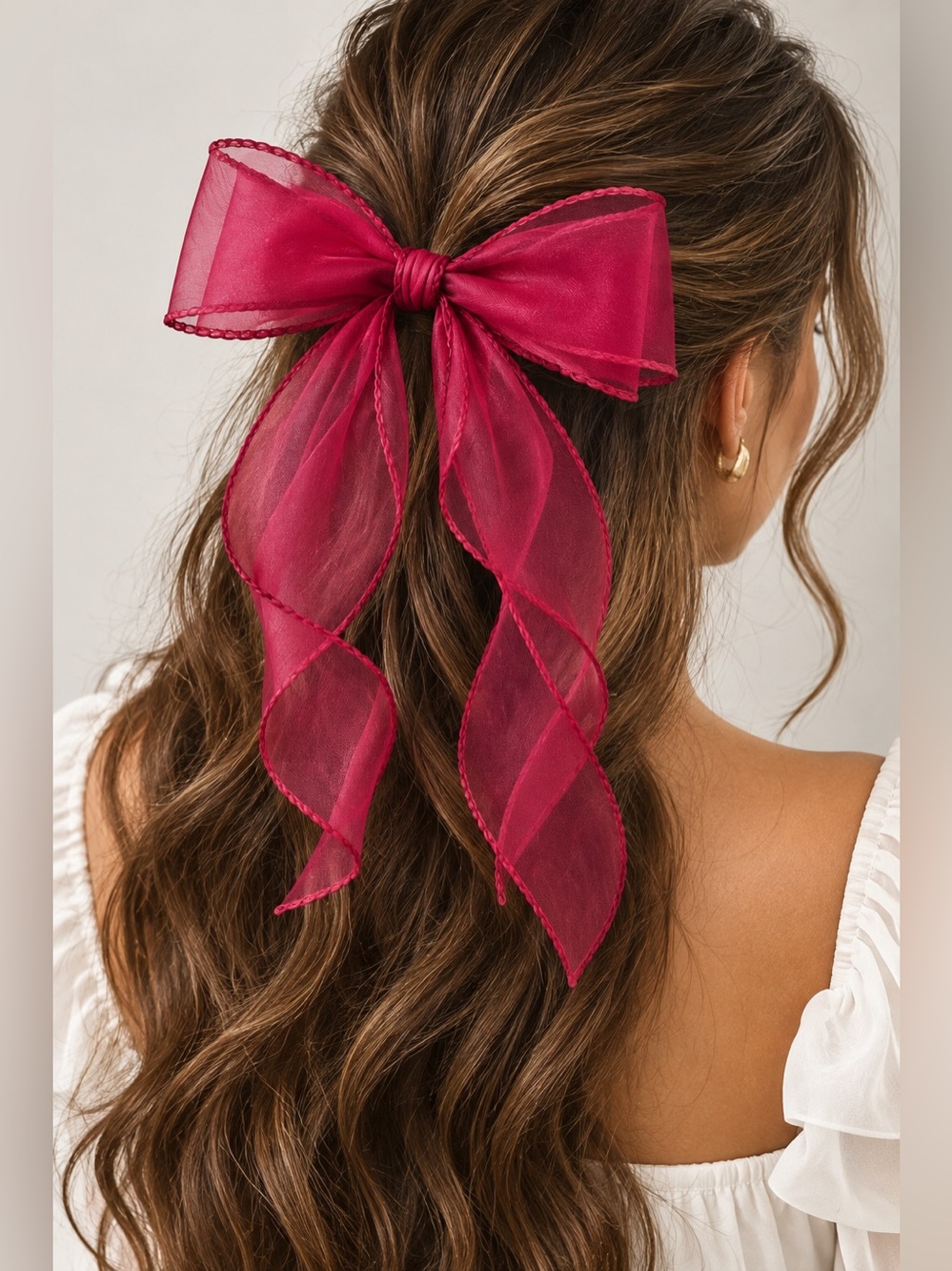 10 Wine Red Sheer Organza Fishtail Bows | Craft Embellishments | New